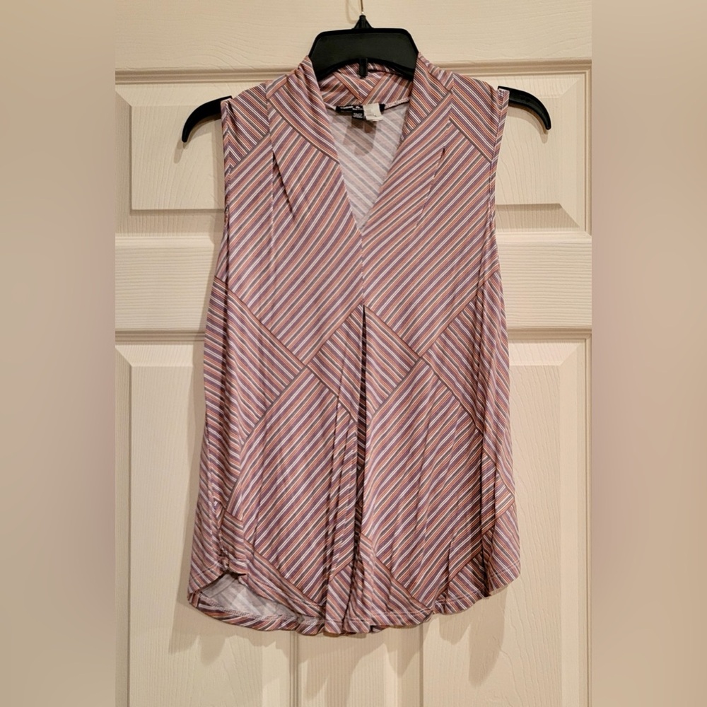 Striped Sleeveless V-Neck Blouse size PS